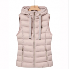 WomenSleeveless Hooded Casual Jacket Warm Vest 2PCS