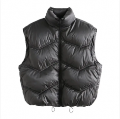 Women Cropped Padded Puffer Vest 2PCS