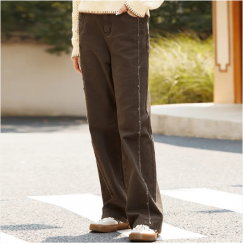 Autumn and Winter Vintage Straight Leg Pants 2PCS