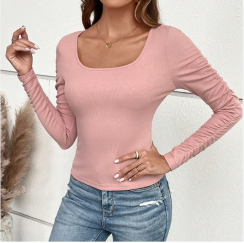 Square Neck Long Sleeve T shirt 2PCS